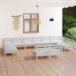 vidaXL Juego de muebles de jardín 12 piezas madera maciza pino blanco vidaXL Juego de muebles de jardín 12 piezas madera maciza pino blanco