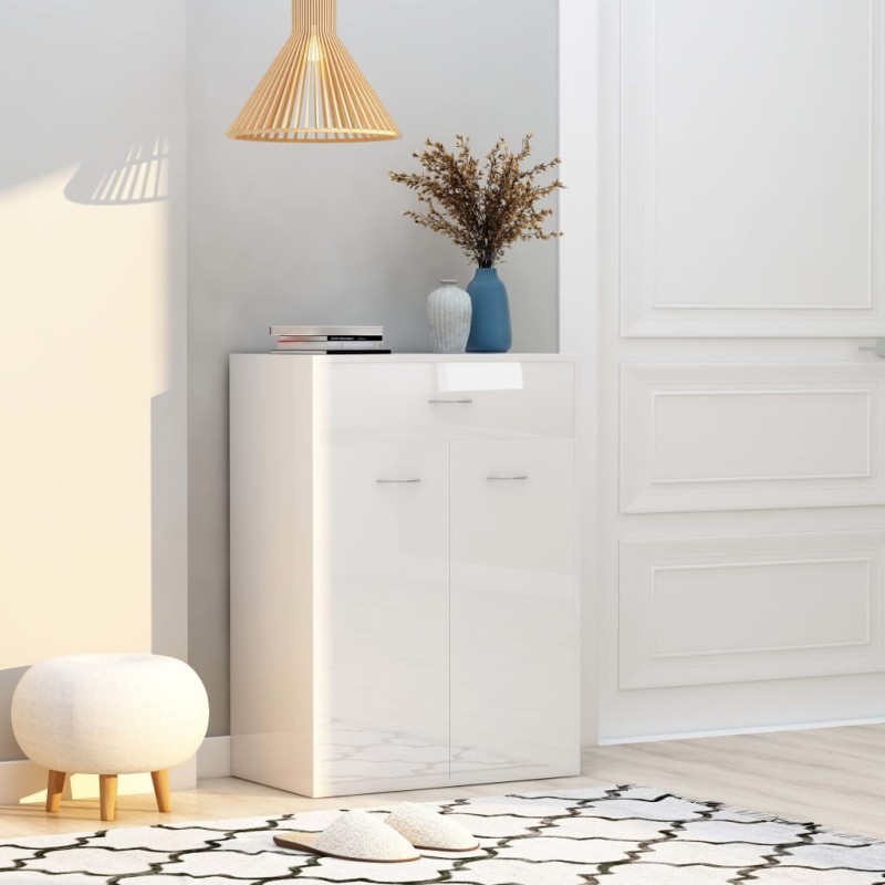 vidaXL Mueble zapatero de contrachapada blanco brillante 60x35x84 cm vidaXL Mueble zapatero de contrachapada blanco brillante 60x35x84 cm