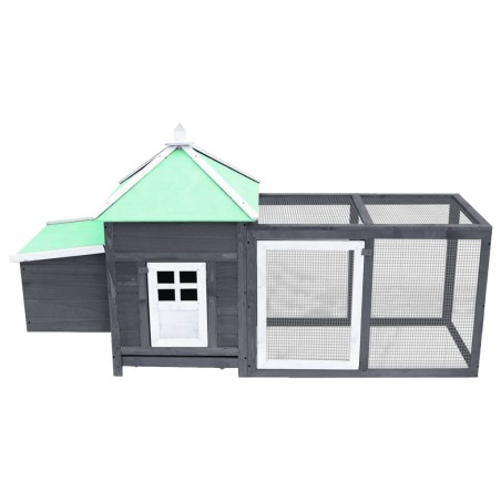 vidaXL Gallinero con ponedero madera maciza abeto gris 190x72x102 cm