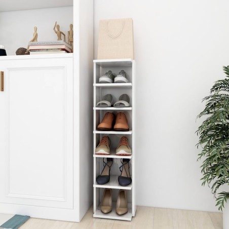 vidaXL Mueble zapatero madera ingeniería blanco brillo 27,5x27x102 cm