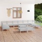 vidaXL Juego de muebles de jardín 13 pzas madera maciza de pino blanco vidaXL Juego de muebles de jardín 13 pzas madera maciza de pino blanco