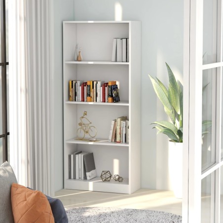 vidaXL Estantería de 4 niveles madera contrachapada blanca 60x24x142cm