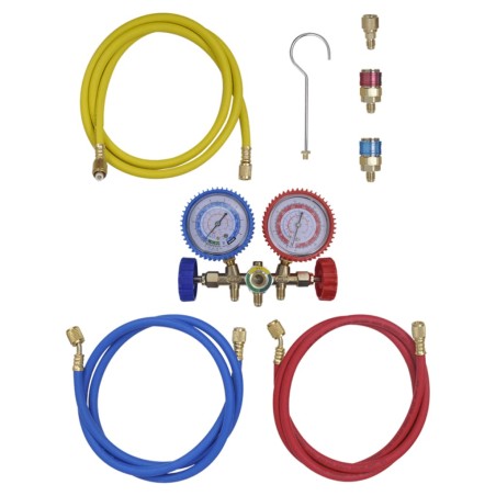 vidaXL Conjunto de manómetro de dos vías para aire acondicionado