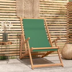 vidaXL Silla de playa plegable de madera maciza de teca verde