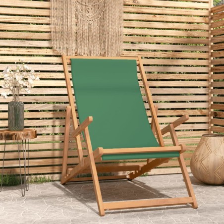 vidaXL Silla de playa plegable de madera maciza de teca verde