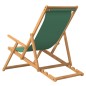 vidaXL Silla de playa plegable de madera maciza de teca verde vidaXL Silla de playa plegable de madera maciza de teca verde
