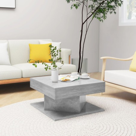 vidaXL Mesa de centro madera contrachapada gris hormigón 57x57x30 cm