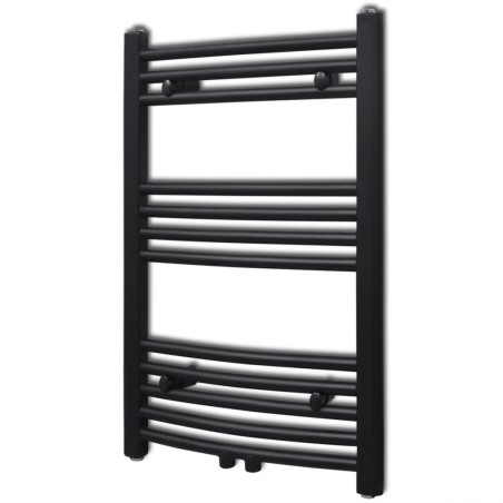 vidaXL Radiador toallero de baño curvo negro 500 x 764 mm