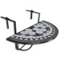 vidaXL Mesa de balcón colgante mosaico negro y blanco vidaXL Mesa de balcón colgante mosaico negro y blanco