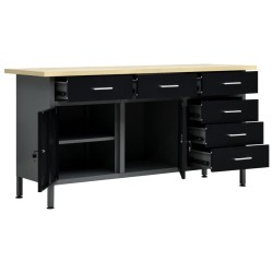 vidaXL Banco de trabajo de acero negro 160x60x85 cm