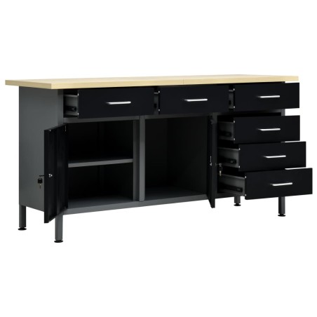 vidaXL Banco de trabajo de acero negro 160x60x85 cm