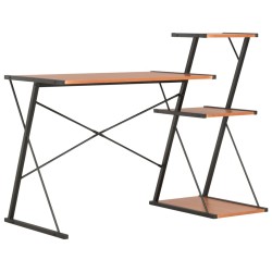 vidaXL Escritorio con estantería negro y marrón 116x50x93 cm