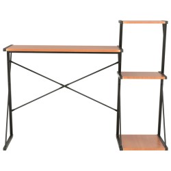 vidaXL Escritorio con estantería negro y marrón 116x50x93 cm