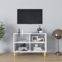 vidaXL Mueble de TV con patas de madera maciza blanco 69,5x30x50 cm