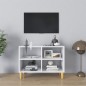 vidaXL Mueble de TV con patas de madera maciza blanco 69,5x30x50 cm