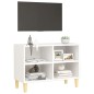 vidaXL Mueble de TV con patas de madera maciza blanco 69,5x30x50 cm
