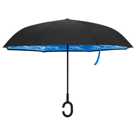 vidaXL Paraguas mango forma en C negro 108 cm