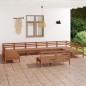 vidaXL Juego muebles de jardín 12 pzas madera maciza pino marrón miel vidaXL Juego muebles de jardín 12 pzas madera maciza pino marrón miel