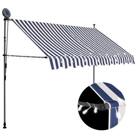 vidaXL Toldo manual retráctil con LED azul y blanco 300 cm