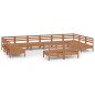 vidaXL Juego muebles de jardín 12 pzas madera maciza pino marrón miel vidaXL Juego muebles de jardín 12 pzas madera maciza pino marrón miel