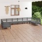 vidaXL Juego de muebles de jardín 10 piezas madera maciza pino gris vidaXL Juego de muebles de jardín 10 piezas madera maciza pino gris