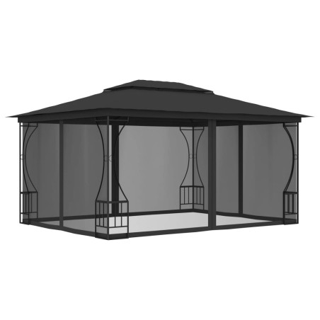 vidaXL Cenador con redes gris antracita 300x400x265 cm