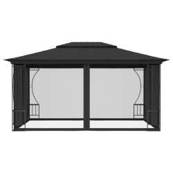 vidaXL Cenador con redes gris antracita 300x400x265 cm