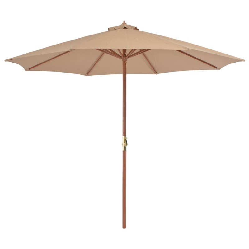 vidaXL Sombrilla de jardín con palo de madera 300 cm gris topo vidaXL Sombrilla de jardín con palo de madera 300 cm gris topo