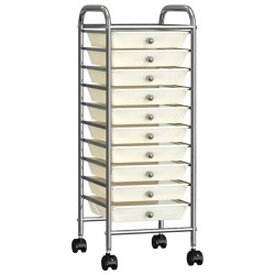 vidaXL Carrito de almacenaje portátil 10 cajones plástico blanco