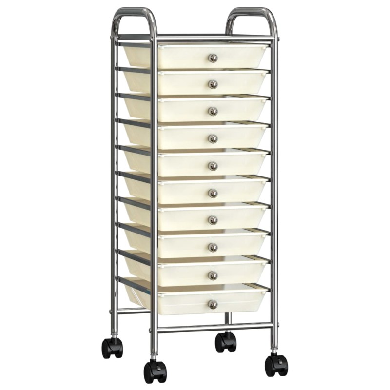 vidaXL Carrito de almacenaje portátil 10 cajones plástico blanco vidaXL Carrito de almacenaje portátil 10 cajones plástico blanco