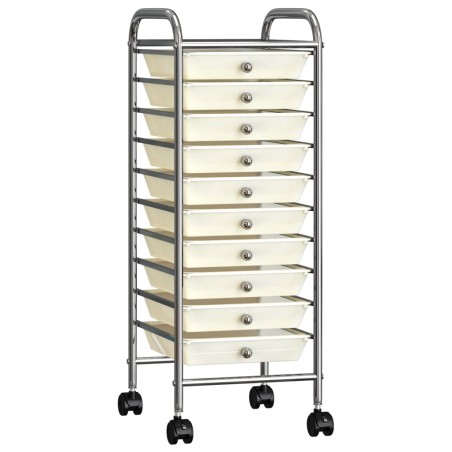 vidaXL Carrito de almacenaje portátil 10 cajones plástico blanco