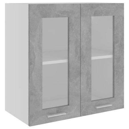 vidaXL Armario colgante vidrio y madera ingeniería gris hormigón