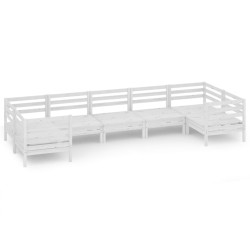 vidaXL Juego de muebles de jardín 7 pzas madera maciza de pino blanco