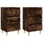 vidaXL Mesita de noche 2 uds patas de madera roble ahumado 40x35x69 cm vidaXL Mesita de noche 2 uds patas de madera roble ahumado 40x35x69 cm