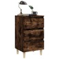 vidaXL Mesita de noche 2 uds patas de madera roble ahumado 40x35x69 cm vidaXL Mesita de noche 2 uds patas de madera roble ahumado 40x35x69 cm