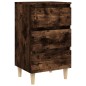 vidaXL Mesita de noche 2 uds patas de madera roble ahumado 40x35x69 cm vidaXL Mesita de noche 2 uds patas de madera roble ahumado 40x35x69 cm