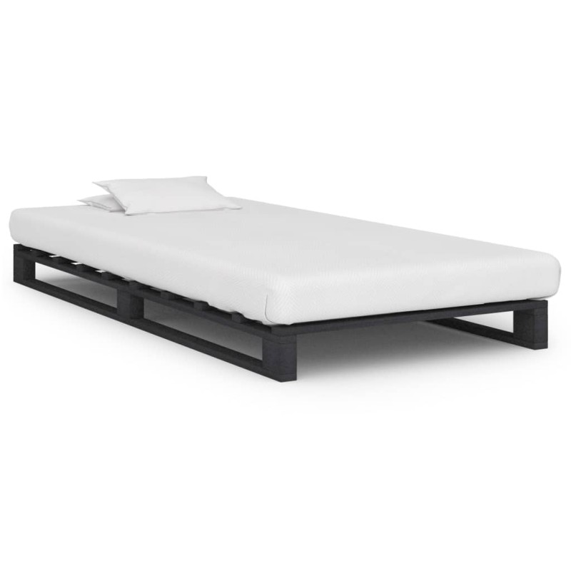 vidaXL Estructura de cama de palés madera maciza de pino gris 90x200cm vidaXL Estructura de cama de palés madera maciza de pino gris 90x200cm