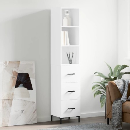 vidaXL Aparador alto madera contrachapada blanco 34,5x34x180 cm