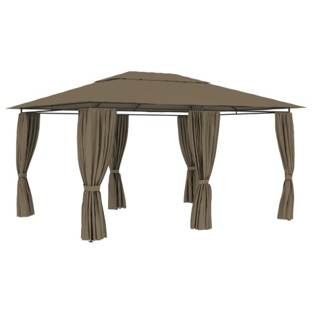 vidaXL Marquesina de jardín con cortinas gris taupe 4x3 m 180 g/m²