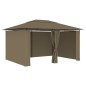 vidaXL Marquesina de jardín con cortinas gris taupe 4x3 m 180 g/m² vidaXL Marquesina de jardín con cortinas gris taupe 4x3 m 180 g/m²