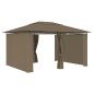vidaXL Marquesina de jardín con cortinas gris taupe 4x3 m 180 g/m² vidaXL Marquesina de jardín con cortinas gris taupe 4x3 m 180 g/m²