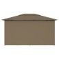 vidaXL Marquesina de jardín con cortinas gris taupe 4x3 m 180 g/m² vidaXL Marquesina de jardín con cortinas gris taupe 4x3 m 180 g/m²