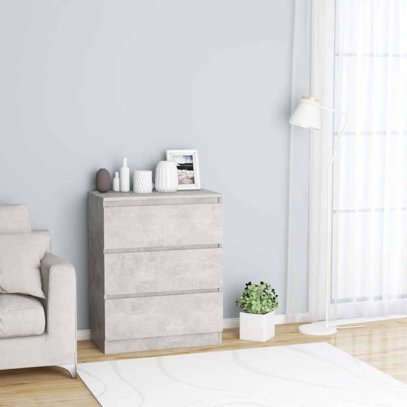 vidaXL Aparador de madera contrachapada gris hormigón 60x35x76 cm vidaXL Aparador de madera contrachapada gris hormigón 60x35x76 cm