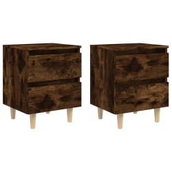 vidaXL Mesitas de noche 2 uds patas madera roble ahumado 40x35x50 cm