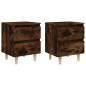 vidaXL Mesitas de noche 2 uds patas madera roble ahumado 40x35x50 cm
