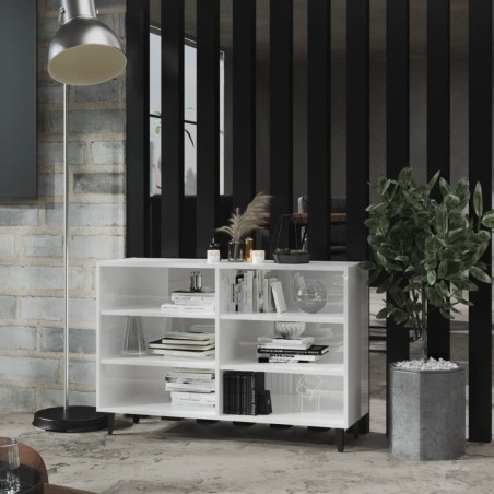 vidaXL Aparador de madera contrachapada blanco brillo 103,5x35x70 cm