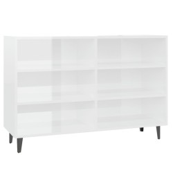 vidaXL Aparador de madera contrachapada blanco brillo 103,5x35x70 cm
