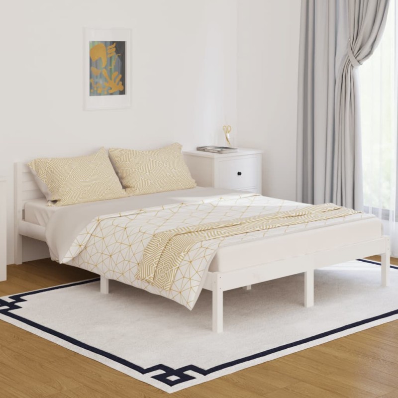 vidaXL Estructura de cama madera maciza de pino blanco 140x200 cm vidaXL Estructura de cama madera maciza de pino blanco 140x200 cm