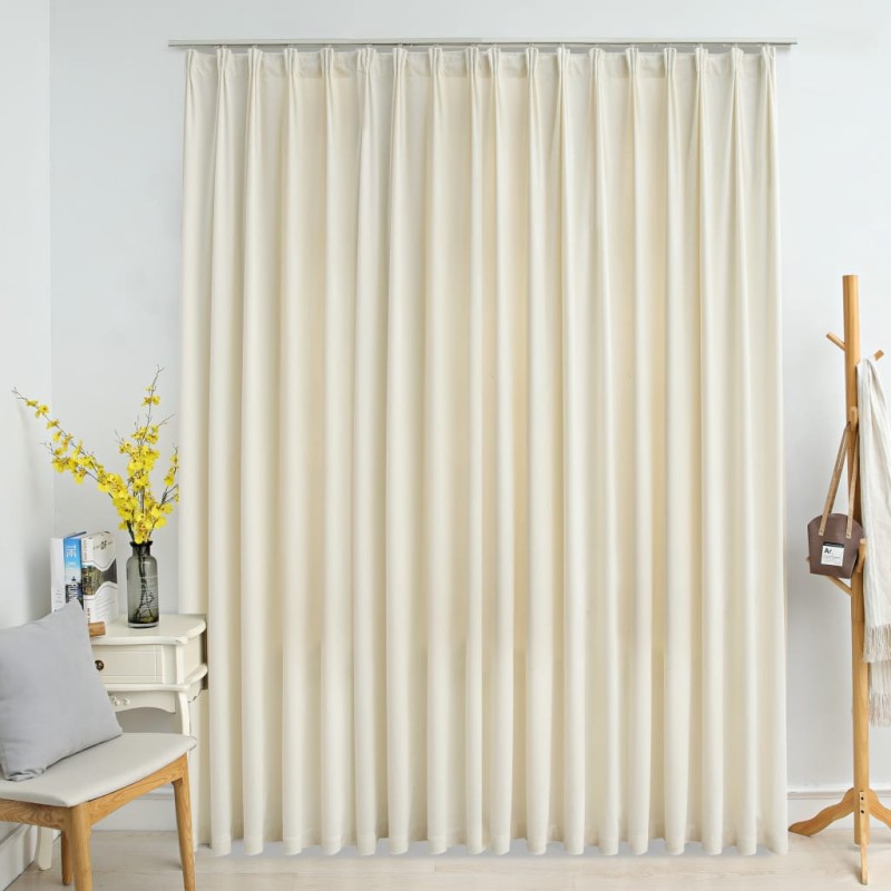 vidaXL Cortina opaca con ganchos terciopelo color crema 290x245 cm vidaXL Cortina opaca con ganchos terciopelo color crema 290x245 cm
