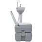 vidaXL Set de lavabo con pedestal e inodoro portátil para camping gris vidaXL Set de lavabo con pedestal e inodoro portátil para camping gris